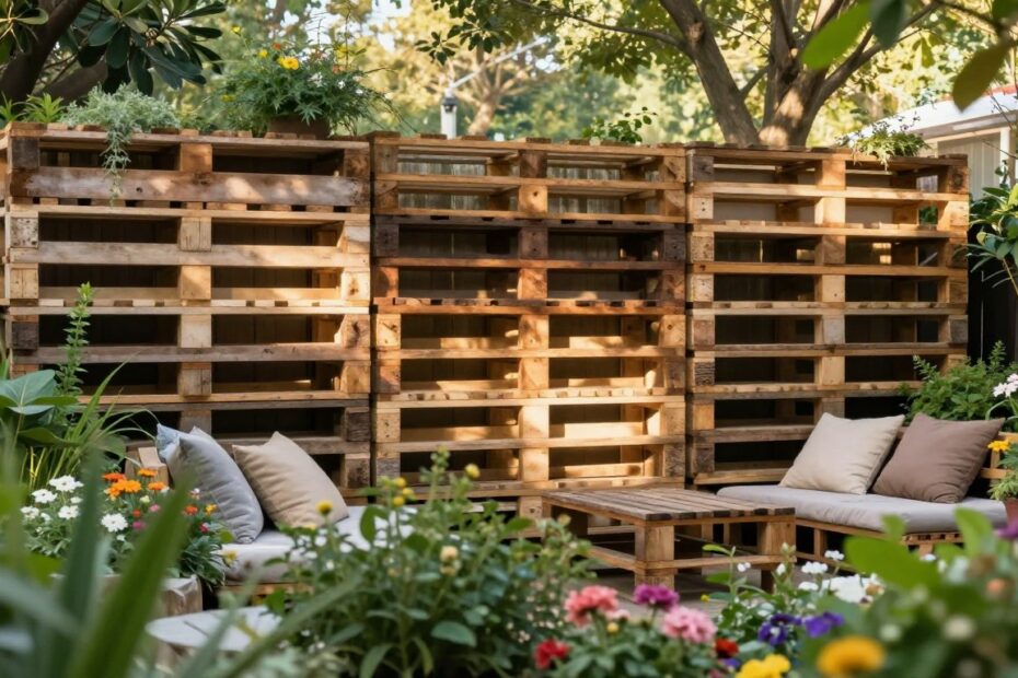 Ściana z palet w ogrodzie