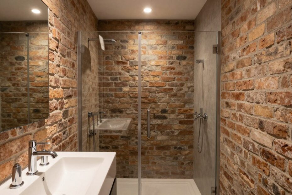 Aranżacja łazienki z cegłą