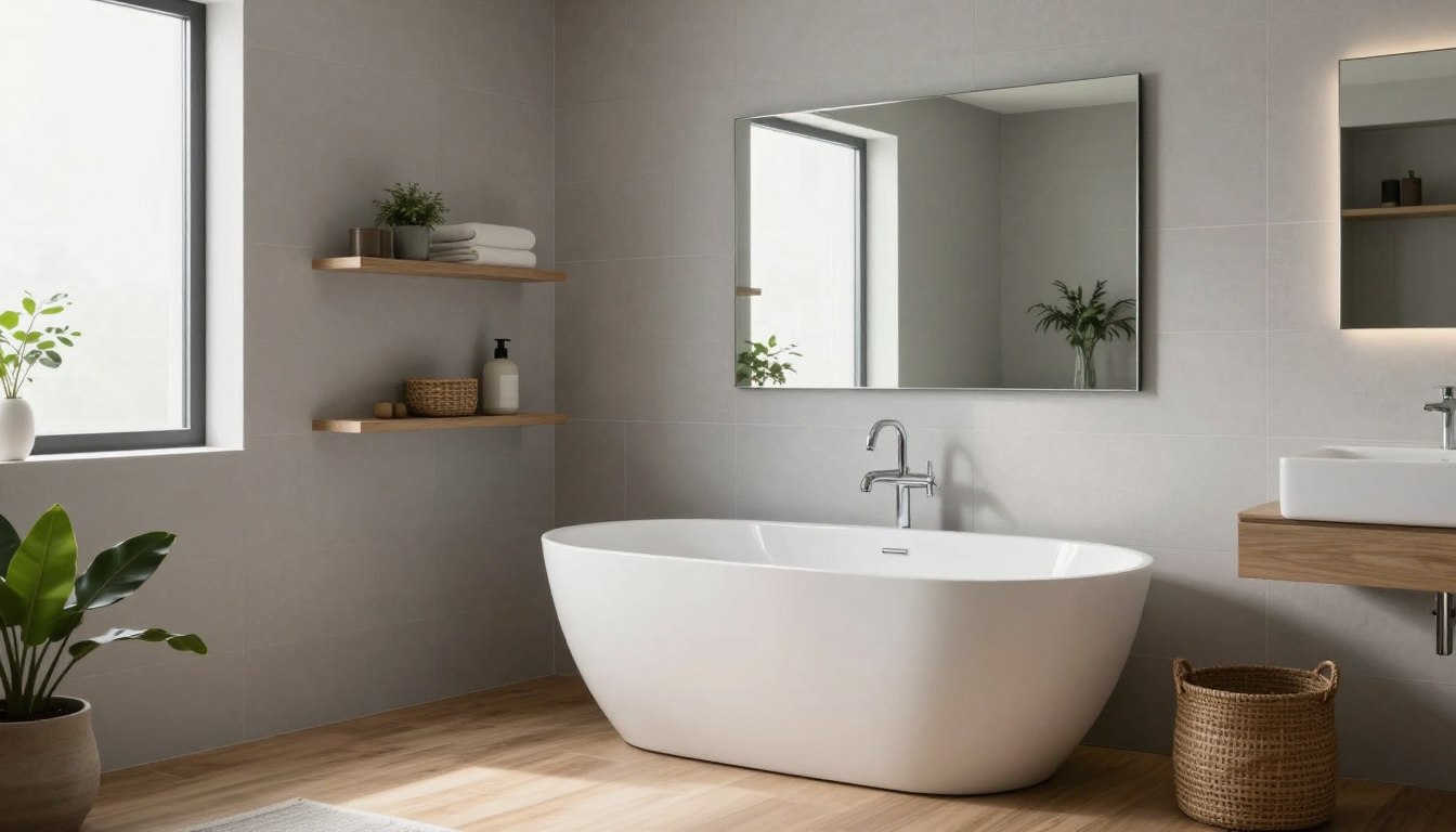 Nowoczesna mała łazienka z wanną