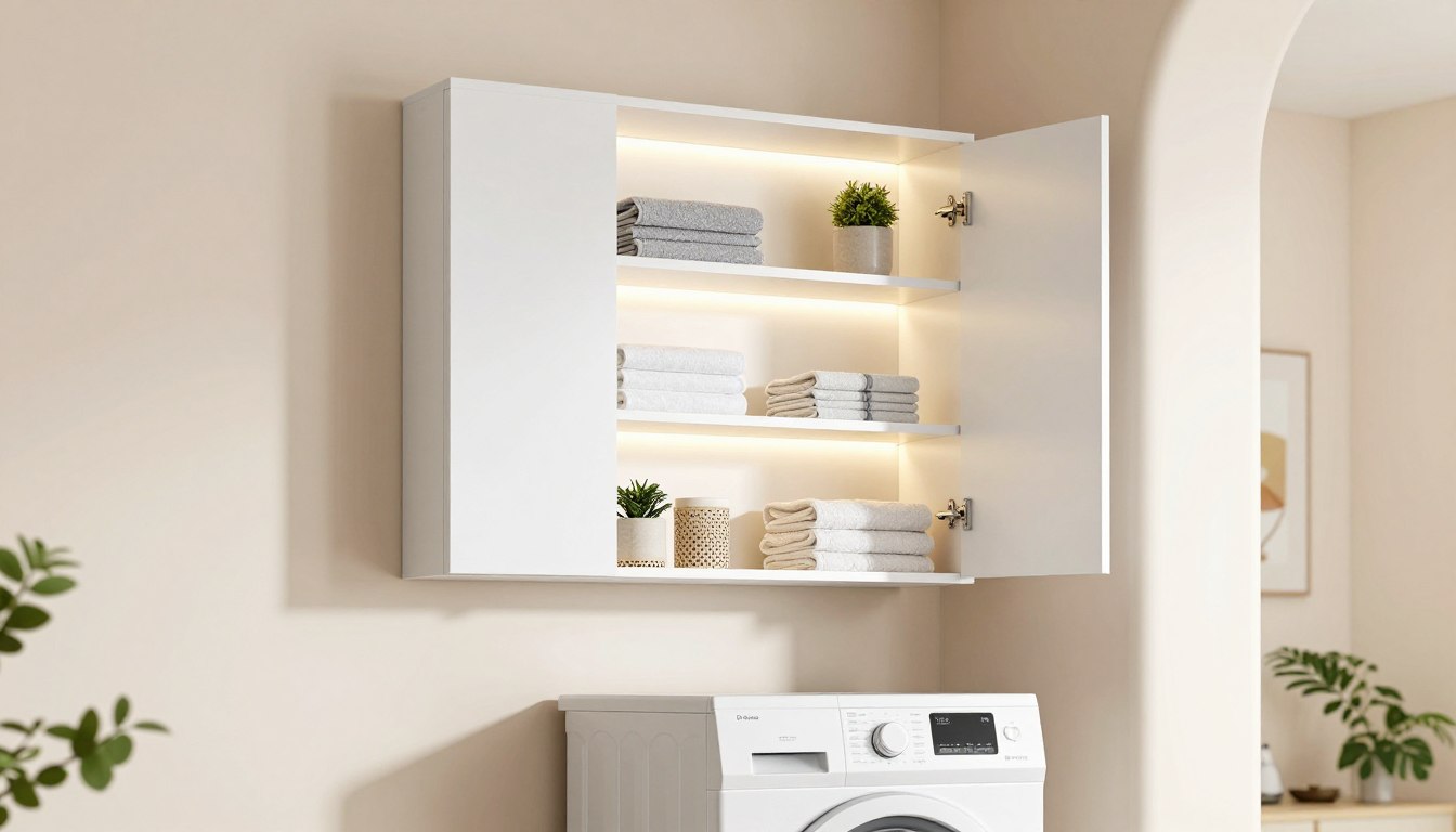 Szafka łazienkowa wisząca nad pralkę